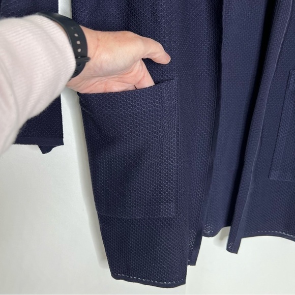 Misook Navy Waffle Open Front Blazer - Picture 3 of 6